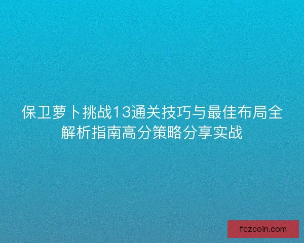 保卫萝卜挑战13通关技巧与最佳布局全解析指南高分策略分享实战