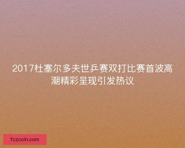 2017杜塞尔多夫世乒赛双打比赛首波高潮精彩呈现引发热议