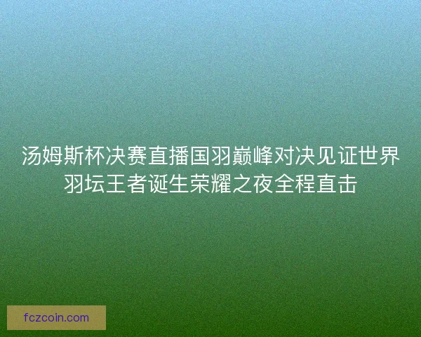 汤姆斯杯决赛直播国羽巅峰对决见证世界羽坛王者诞生荣耀之夜全程直击