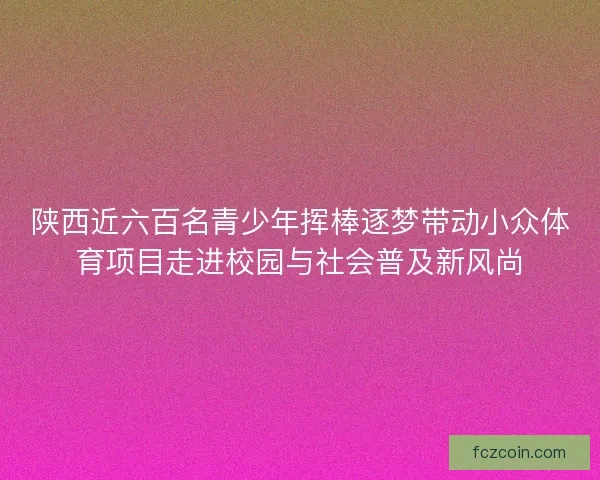 陕西近六百名青少年挥棒逐梦带动小众体育项目走进校园与社会普及新风尚 陕西近六百名青少年挥棒逐梦带动小众体育项目走进校园与社会普及新风尚